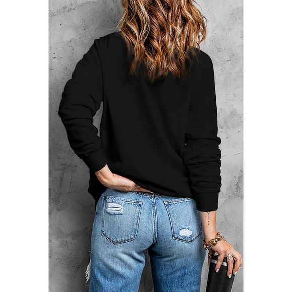 Azura Exchange  Black Yes I'm Cold Letter Print Pullover Sweatshirt - Picture 2 of 3